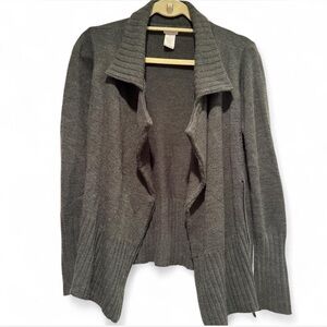 Elegant Charcoal Open Front Cardigan Sweater